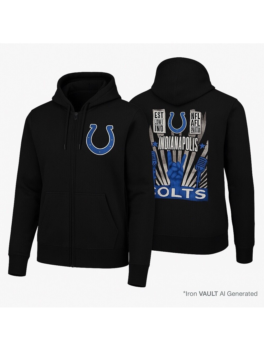 Indianapolis Colts Hoodie M NFL Darius Rucker x Fanatics Zip Up Black Sweatshirt